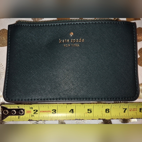 Kate Spade Dark Green Wristlet with Gold Accents - Picture 3 of 5
